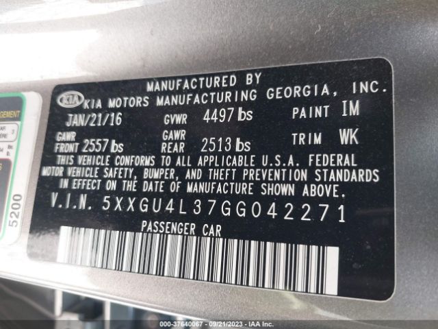 5XXGU4L37GG042271 KIA OPTIMA EX