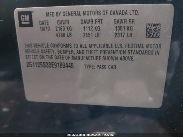 Chevrolet IMPALA LT 2014 2G1125S33E9189445 Image 9