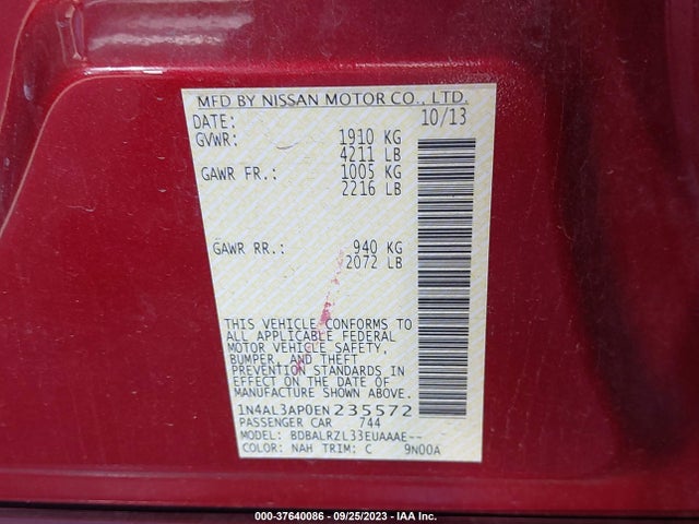 2014 NISSAN ALTIMA 2.5 S VIN: 1N4AL3AP0EN235572