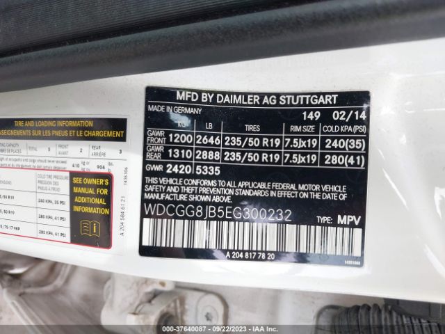 WDCGG8JB5EG300232 Mercedes-Benz Glk-class Glk 350
