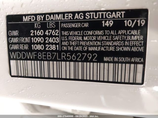 2020 MERCEDES-BENZ C-CLASS WDDWF8EB7LR562792 Photo 8