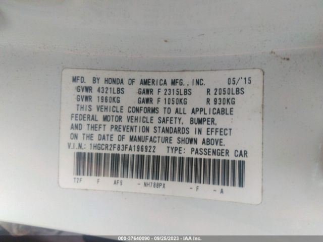 1HGCR2F83FA196922 Honda Accord Sedan Ex-l