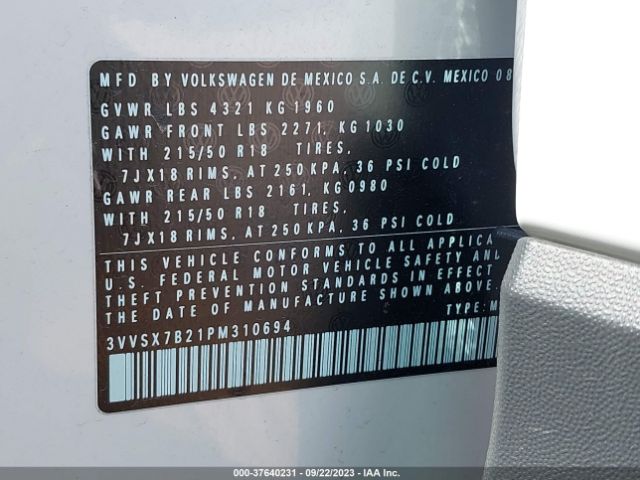 3VVSX7B21PM310694 Volkswagen Taos 1.5t Se