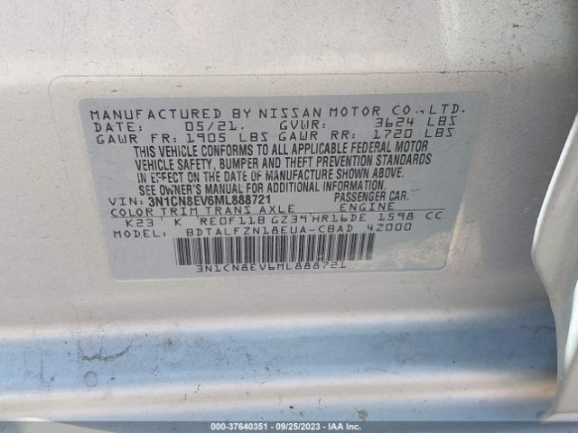 3N1CN8EV6ML888721 Nissan VERSA SV