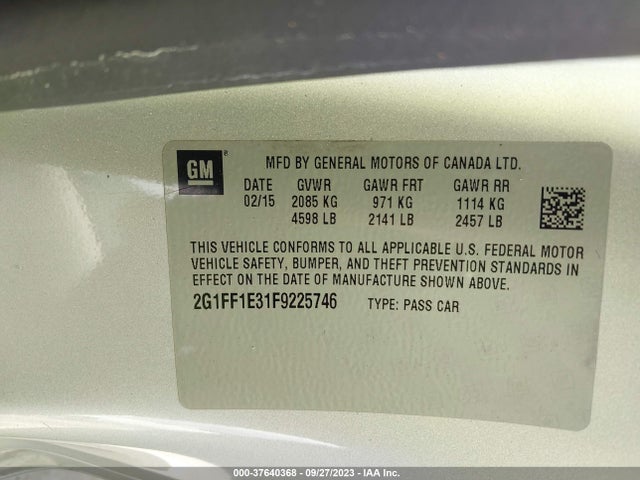 Chevrolet CAMARO LT 2015 2G1FF1E31F9225746 Image 9