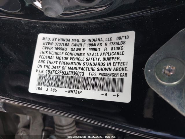 19XFC2F53JE039013 Honda Civic Sedan Lx