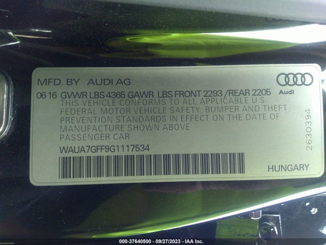 WAUA7GFF9G1117534 Audi A3 1.8t Premium