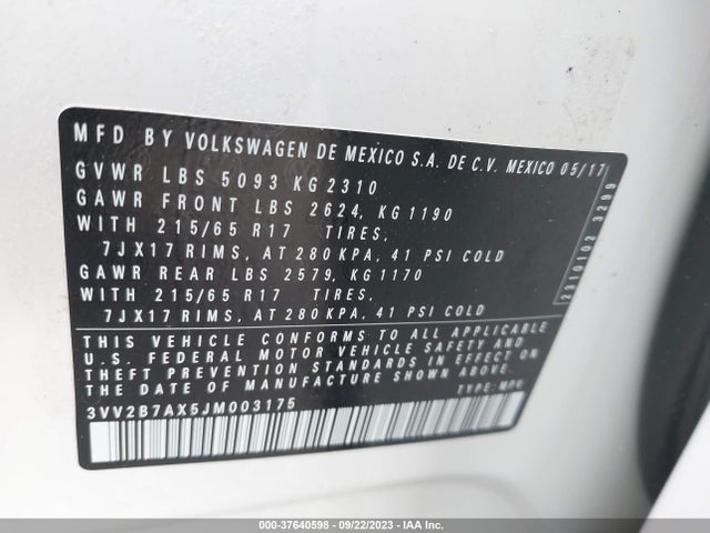 3VV2B7AX5JM003175 Volkswagen Tiguan Sel/se
