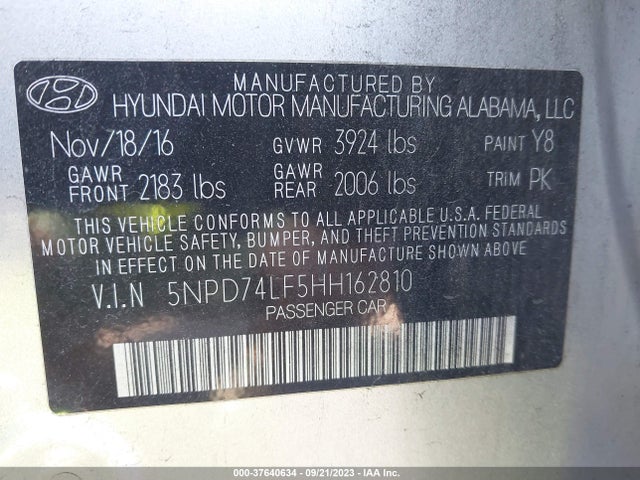 Hyundai ELANTRA SE 2017 5NPD74LF5HH162810 Image 9