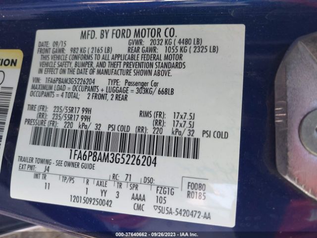 1FA6P8AM3G5226204 Ford Mustang V6