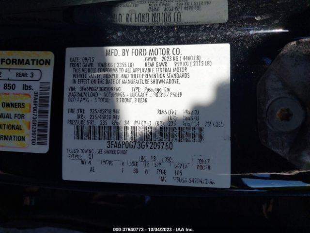 3FA6P0G73GR209760 Ford FUSION S