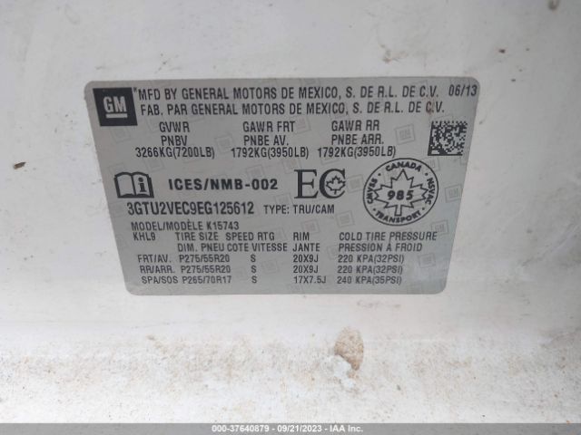 3GTU2VEC9EG125612 GMC Sierra 1500 Slt