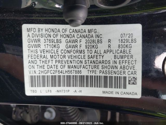 2HGFC2F64LH567886 Honda Civic Sedan Lx