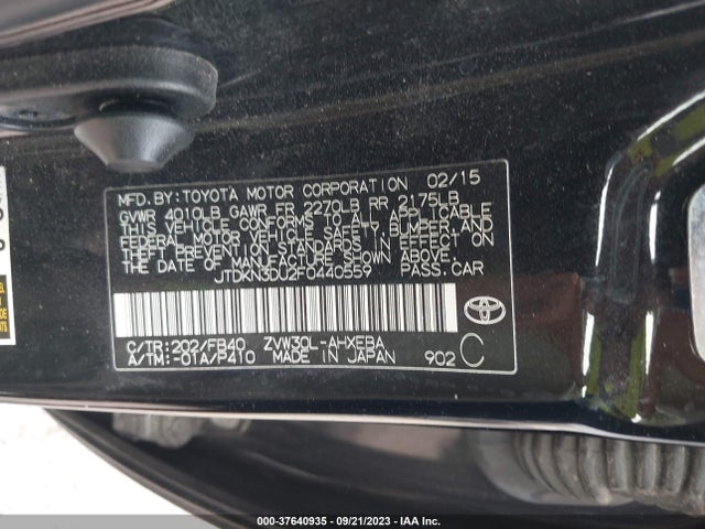 Toyota Prius Four 2015 JTDKN3DU2F0440559 Image 9