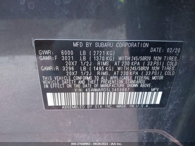 4S4WMARD5L3459887 Subaru Ascent Touring