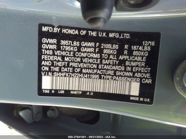 SHHFK7H22HU411995 Honda Civic Hatchback Lx
