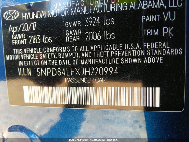 Hyundai ELANTRA SEL 2018 5NPD84LFXJH220994 Image 9