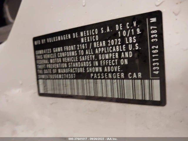 3VWE57BU5KM274307 Volkswagen JETTA SEL