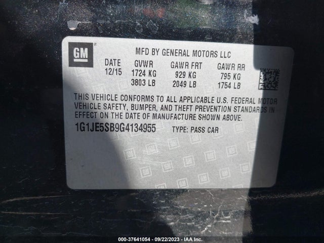 Chevrolet SONIC LTZ 2016 1G1JE5SB9G4134955 Image 9