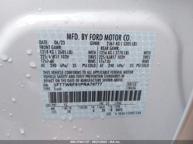 3FTTW8F91PRA70777 Ford Maverick Xl/xlt/lariat
