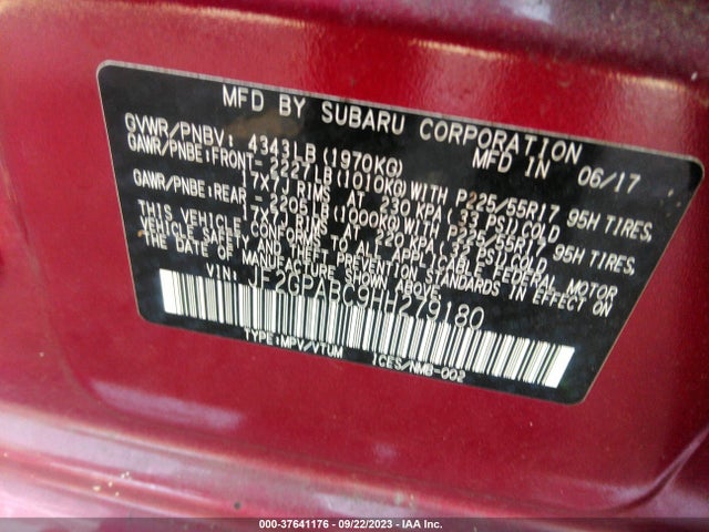 JF2GPABC9HH279180 Subaru Crosstrek Premium
