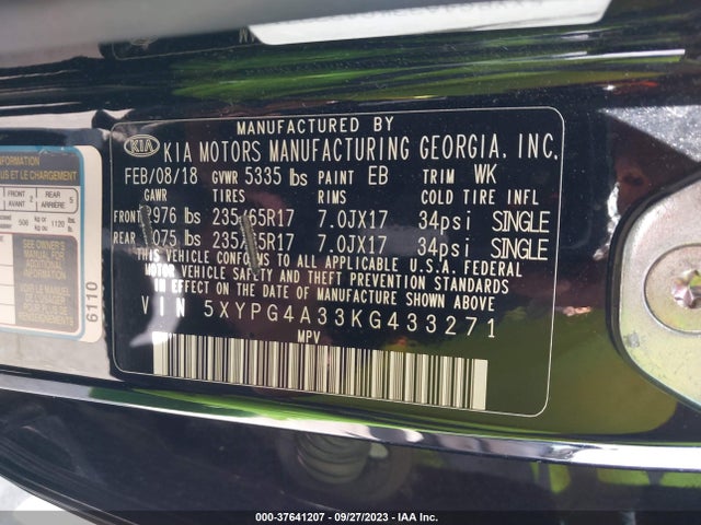 KIA SORENTO LX 2019 5XYPG4A33KG433271 Image 16