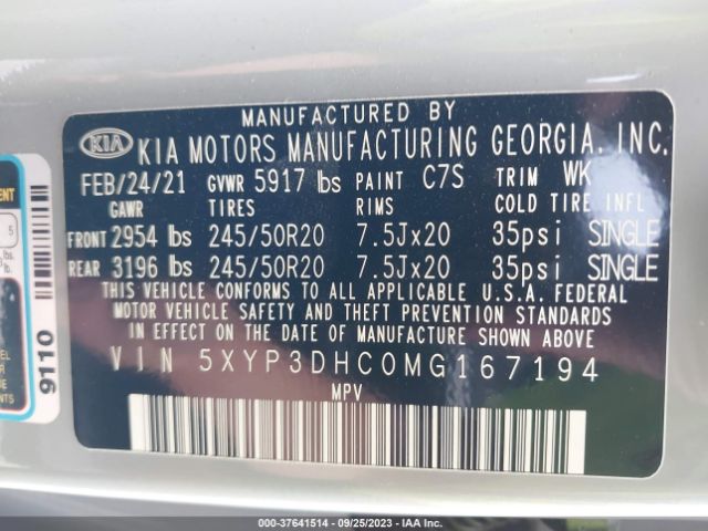 5XYP3DHC0MG167194 KIA Telluride Ex