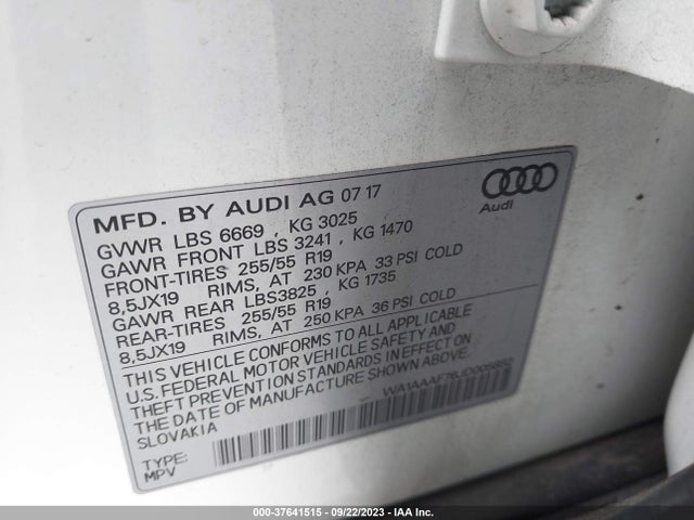 WA1AAAF76JD005882 Audi Q7 PREMIUM