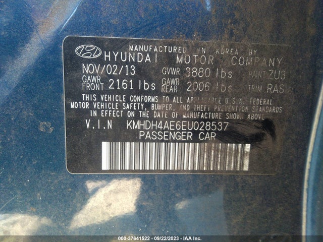2014 HYUNDAI ELANTRA SE VIN: KMHDH4AE6EU028537