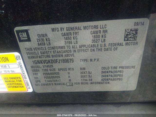 Chevrolet Traverse Lt 2015 1GNKVGKD0FJ189679 Image 9