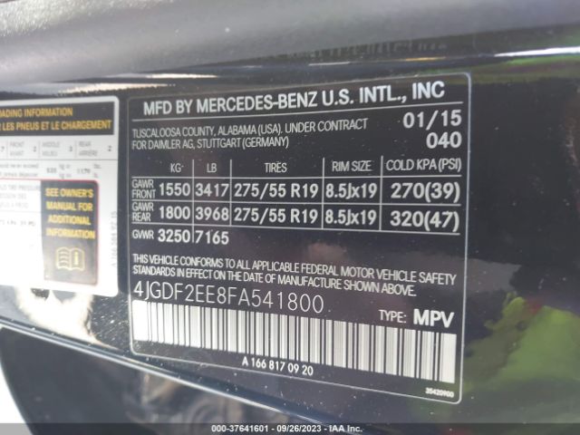 4JGDF2EE8FA541800 Mercedes-Benz Gl-class Gl 350 Bluetec