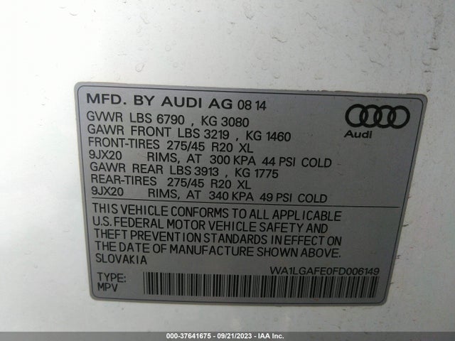 WA1LGAFE0FD006149 Audi Q7 3.0t Premium Plus