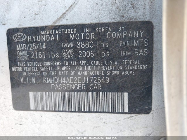 Hyundai ELANTRA SE 2014 KMHDH4AE2EU172649 Image 9