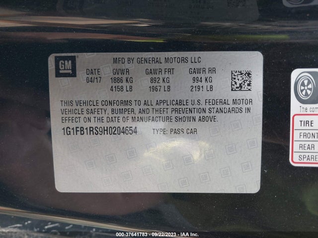 Chevrolet Camaro 1lt 2017 1G1FB1RS9H0204654 Image 9
