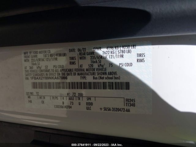 1FBAX2Y89NKA67086 Ford Transit Passenger Wagon Xl/xlt