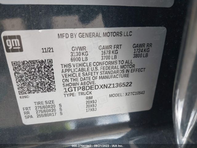 1GTP8DEDXNZ136522 GMC Sierra 1500 Limited Slt