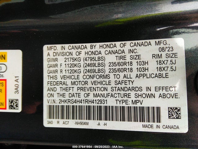 Honda CR-V EX 2024 2HKRS4H41RH412931 Image 9