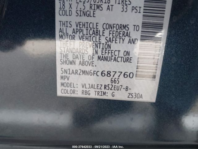 5N1AR2MN6FC687760 Nissan Pathfinder Sv