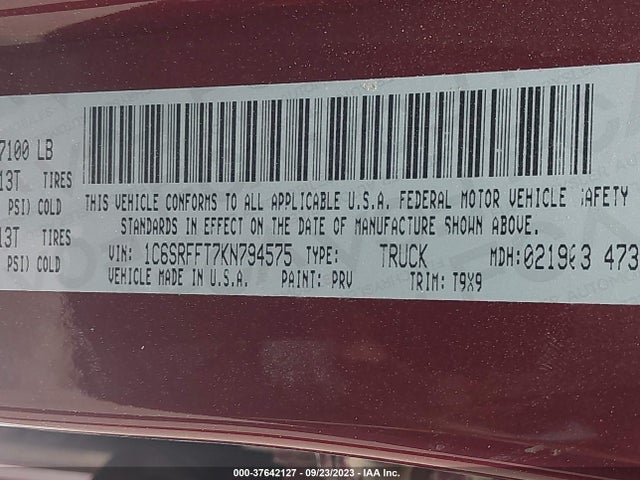 RAM 1500 Big Horn/lone Star 2019 1C6SRFFT7KN794575 Image 9
