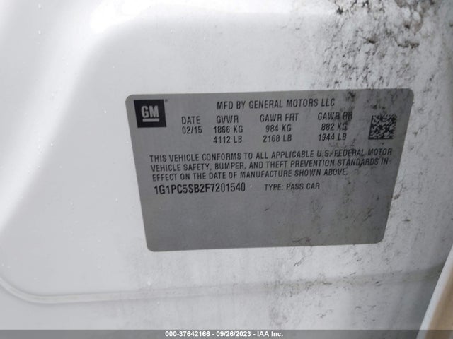 Chevrolet CRUZE LT 2015 1G1PC5SB2F7201540 Image 9