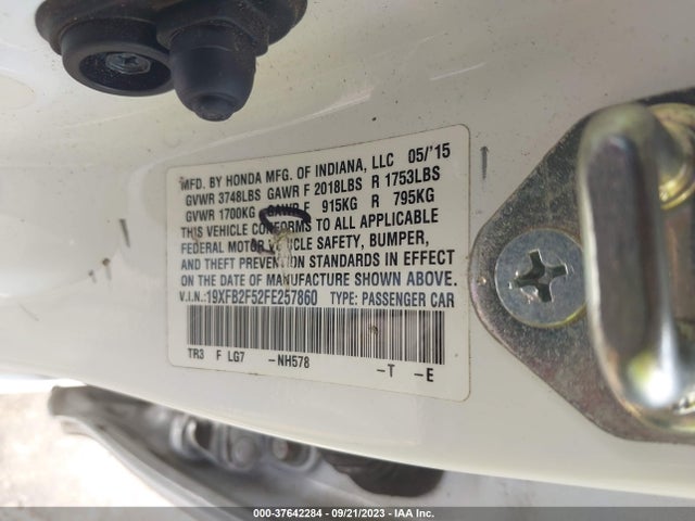 Honda Civic Lx 2015 19XFB2F52FE257860 Image 9