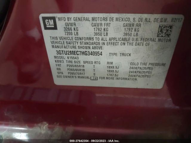 3GTU2MEC7HG340954 GMC Sierra 1500 Sle