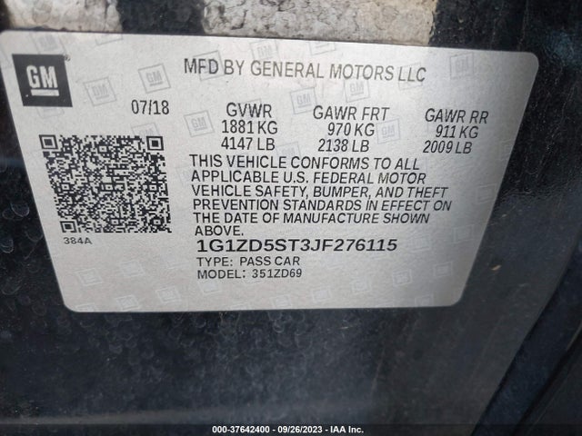 Chevrolet MALIBU LT 2018 1G1ZD5ST3JF276115 Image 9