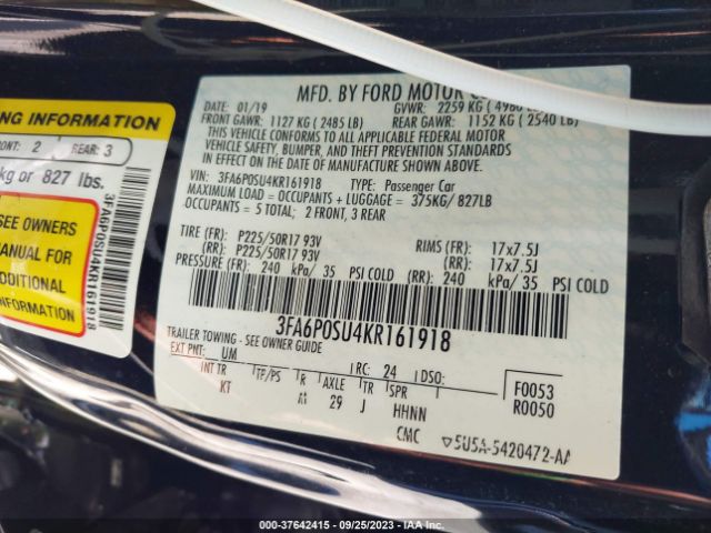 3FA6P0SU4KR161918 Ford Fusion Energi Titanium
