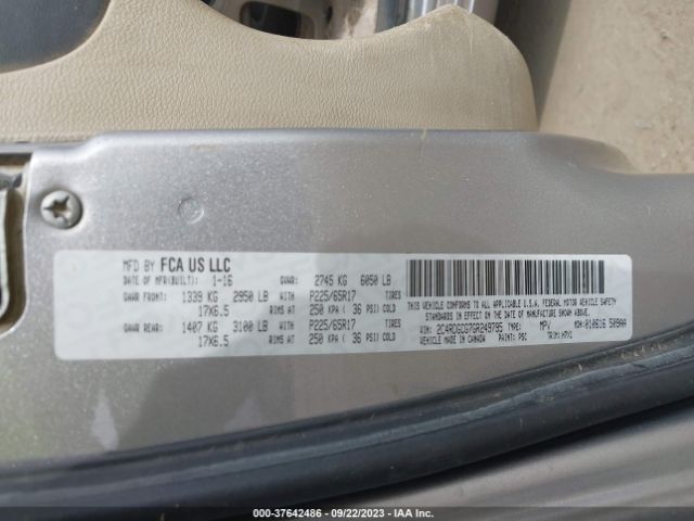2C4RDGCG7GR249795 Dodge Grand Caravan Sxt