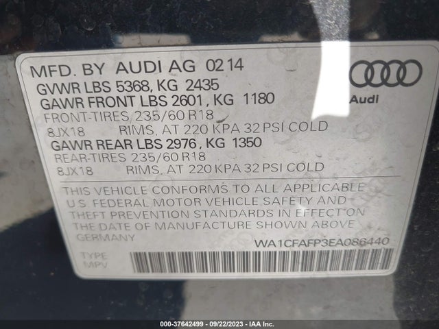 WA1CFAFP3EA086440 Audi Q5 PREMIUM