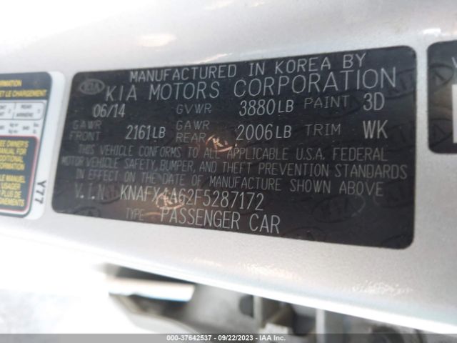 KNAFX4A62F5287172 KIA FORTE LX
