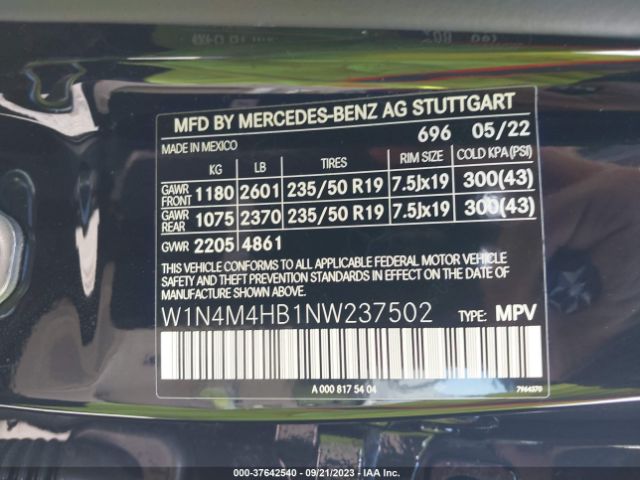 W1N4M4HB1NW237502 Mercedes-Benz GLB 250