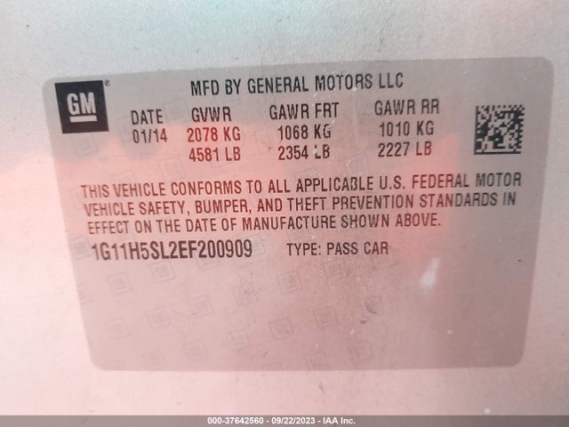 Chevrolet MALIBU LTZ 2014 1G11H5SL2EF200909 Image 9