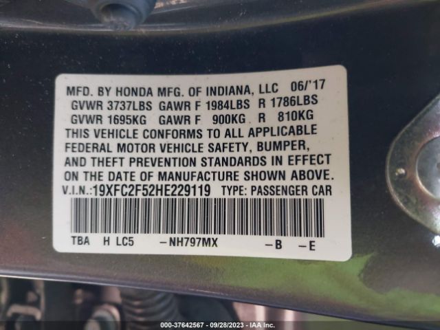 19XFC2F52HE229119 Honda Civic Sedan Lx